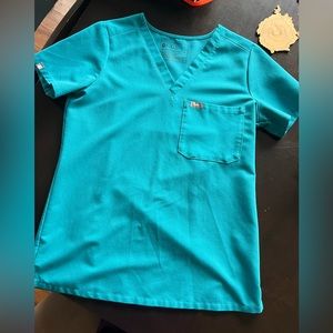 Figs XS teal scrub top